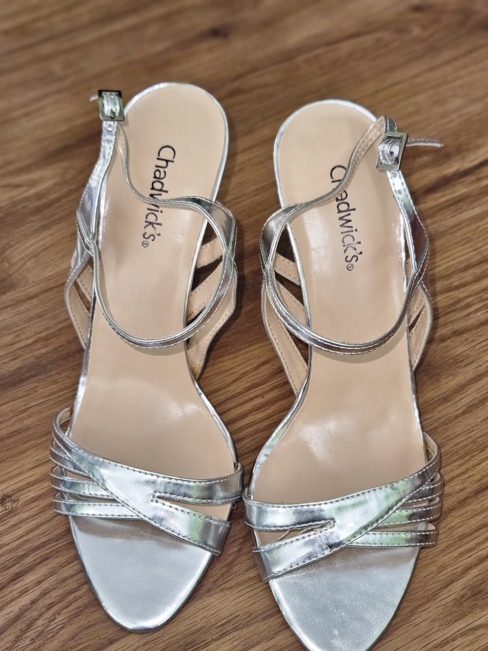 Chadwicks Silver Strappy Slingback Sandals